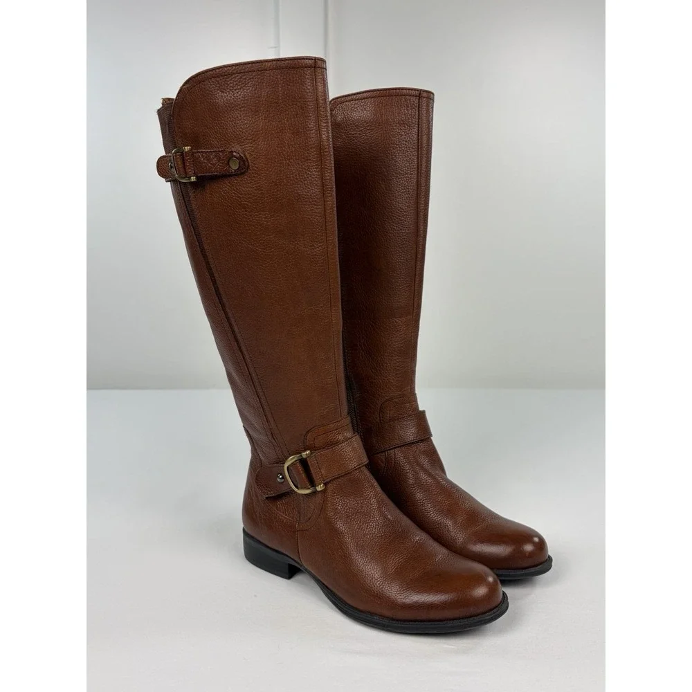 Naturalizer Jersey Brown Leather Knee High Riding Boots N5 Comfort Women's 7 M